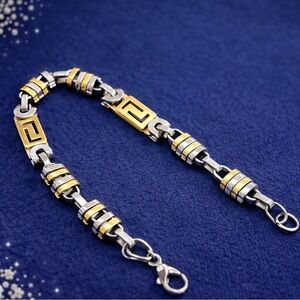 Men’s Greek Key Stainless Steel Bracelet